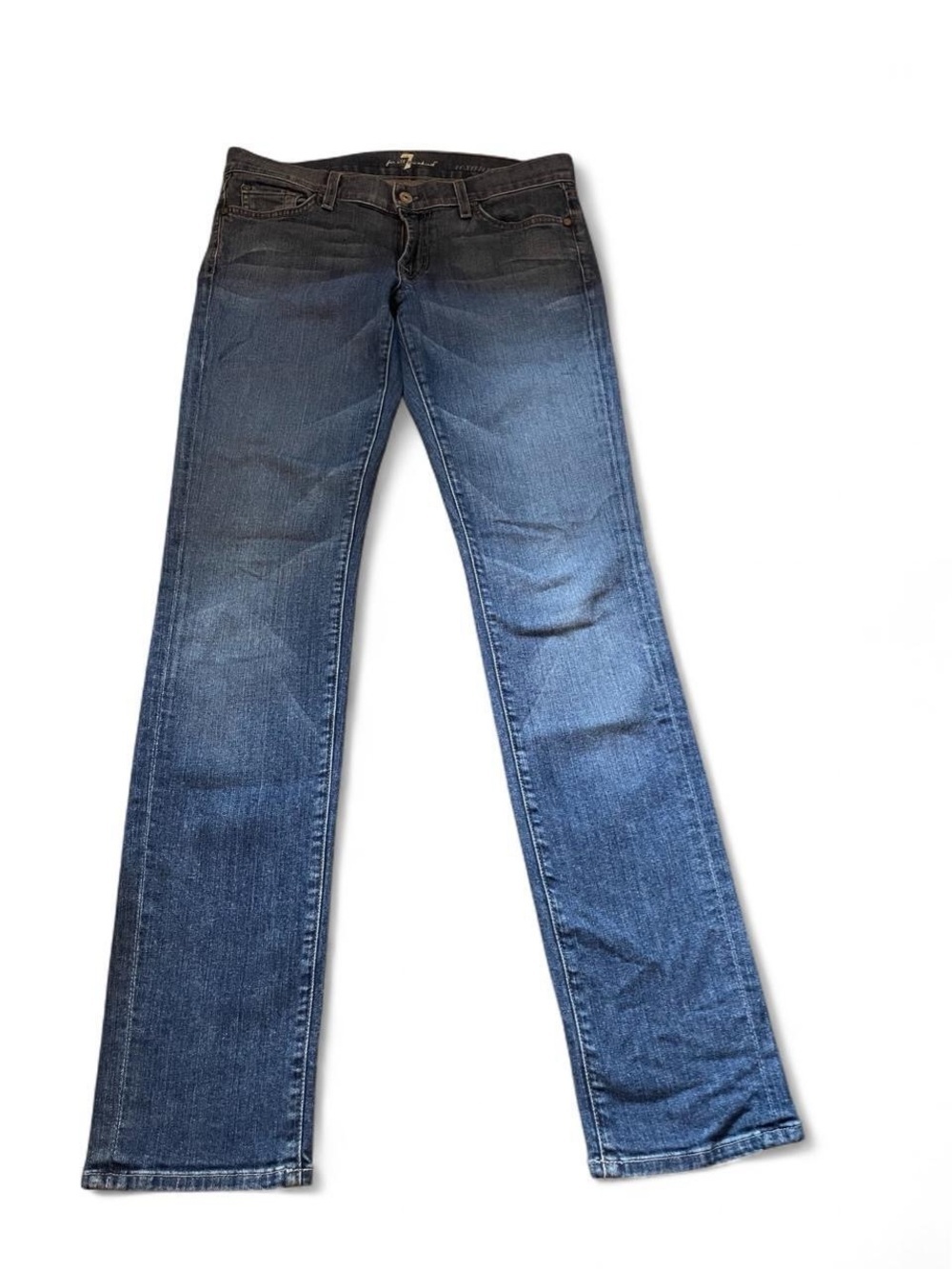 7 For All Mankind Women's Straight Leg Jeans in Blue Fade